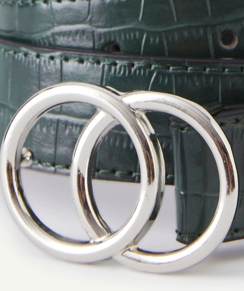 CEINTURE FILLE EN CROCO VERT FONCÉ