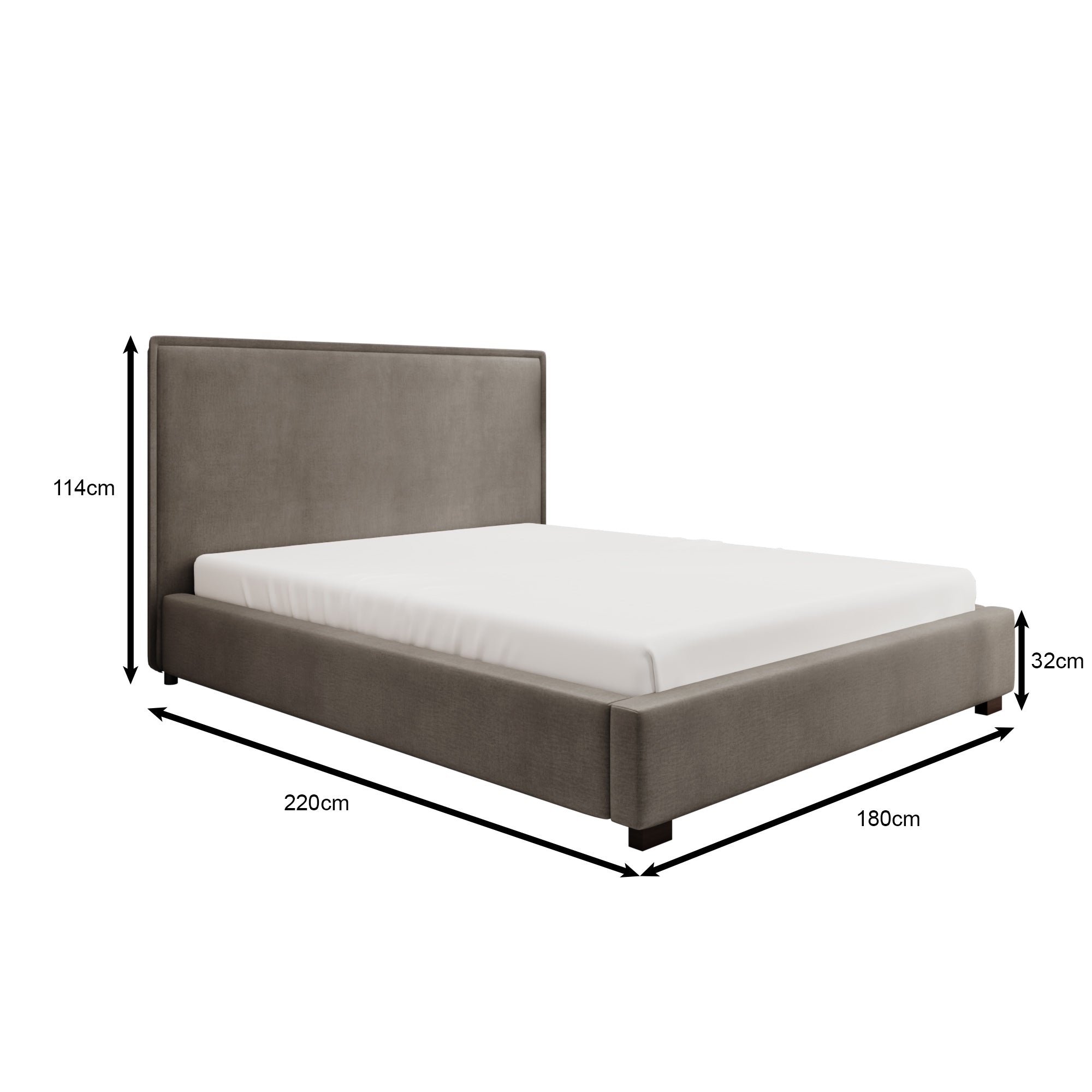 Veda - Tweepersoonsbed - Velvet grijs - 160x200 cm