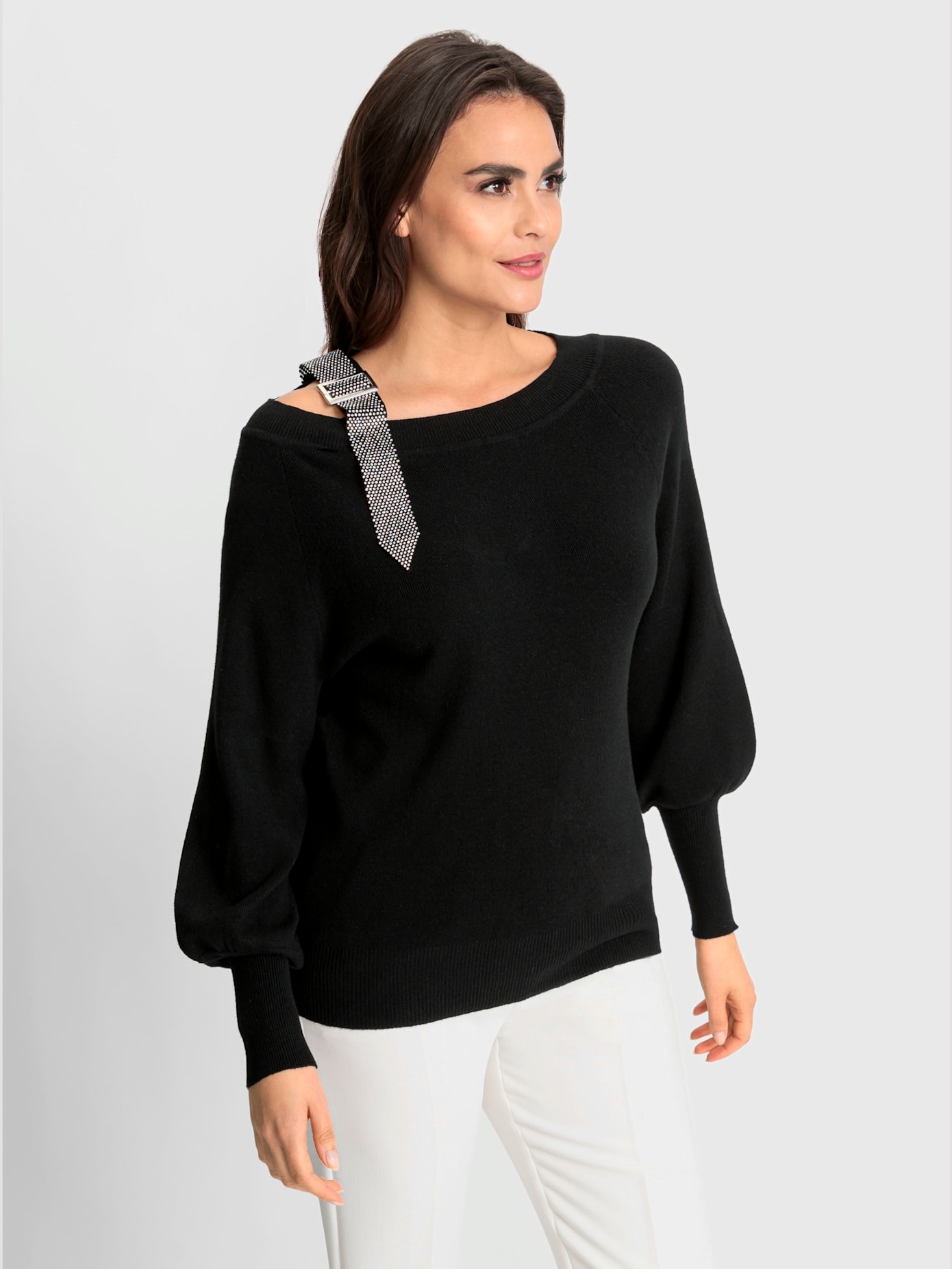 Pull détail ceinture brillant sur l'épaule