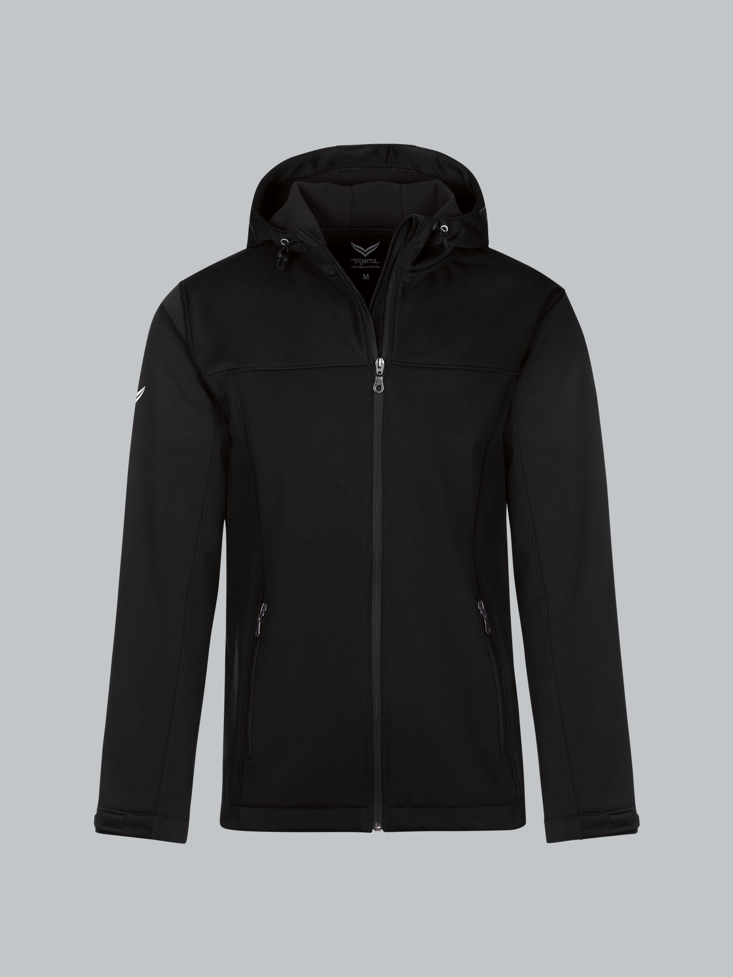 Klassische Softshell–Kapuzenjacke Schwarz