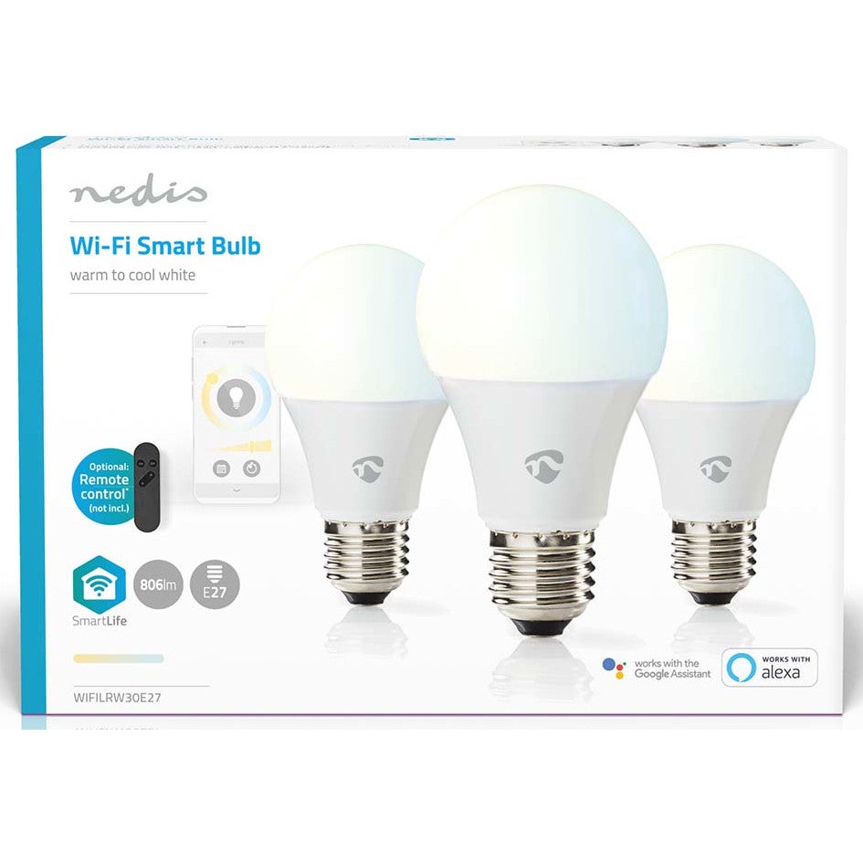 Nedis WIFILRW30E27 Smartlife LED-lamp (set van 3) E27 806lm 9W cool-warm wit