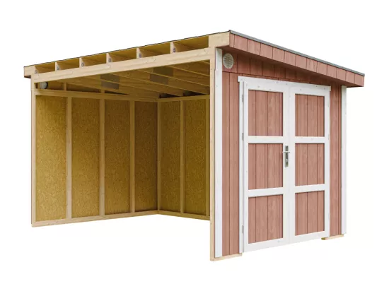 Abri de Jardin Qualité Premium 8,68 m² - H231x248x412 cm - Sans plancher e paroi latérale - Timbela M939B-REDWOOD RED