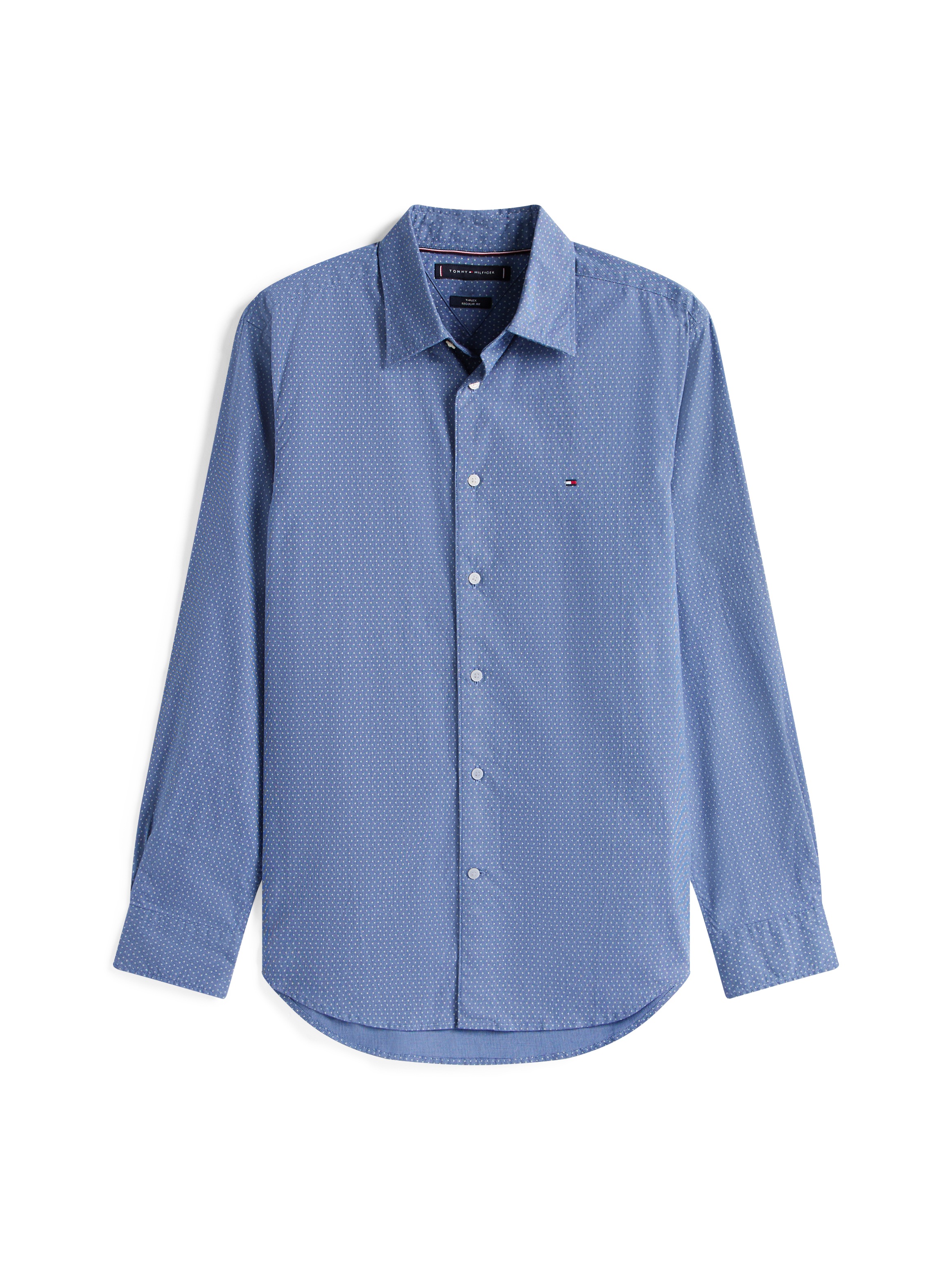 Tommy Hilfiger Langarmhemd »FLEX POPLIN MINI PRINT Regular Fit SHIRT«, regular fit, Kentkragen