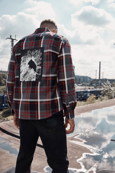 STHUGE Karohemd, Langarm, Flanell, Modern Fit, Kentkragen, Rücken Print, bis 8 XL