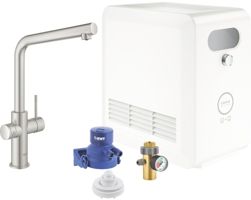 GROHE keukenkraan met belucht water, GROHE BLUE PRO supersteel mat 31347DC3