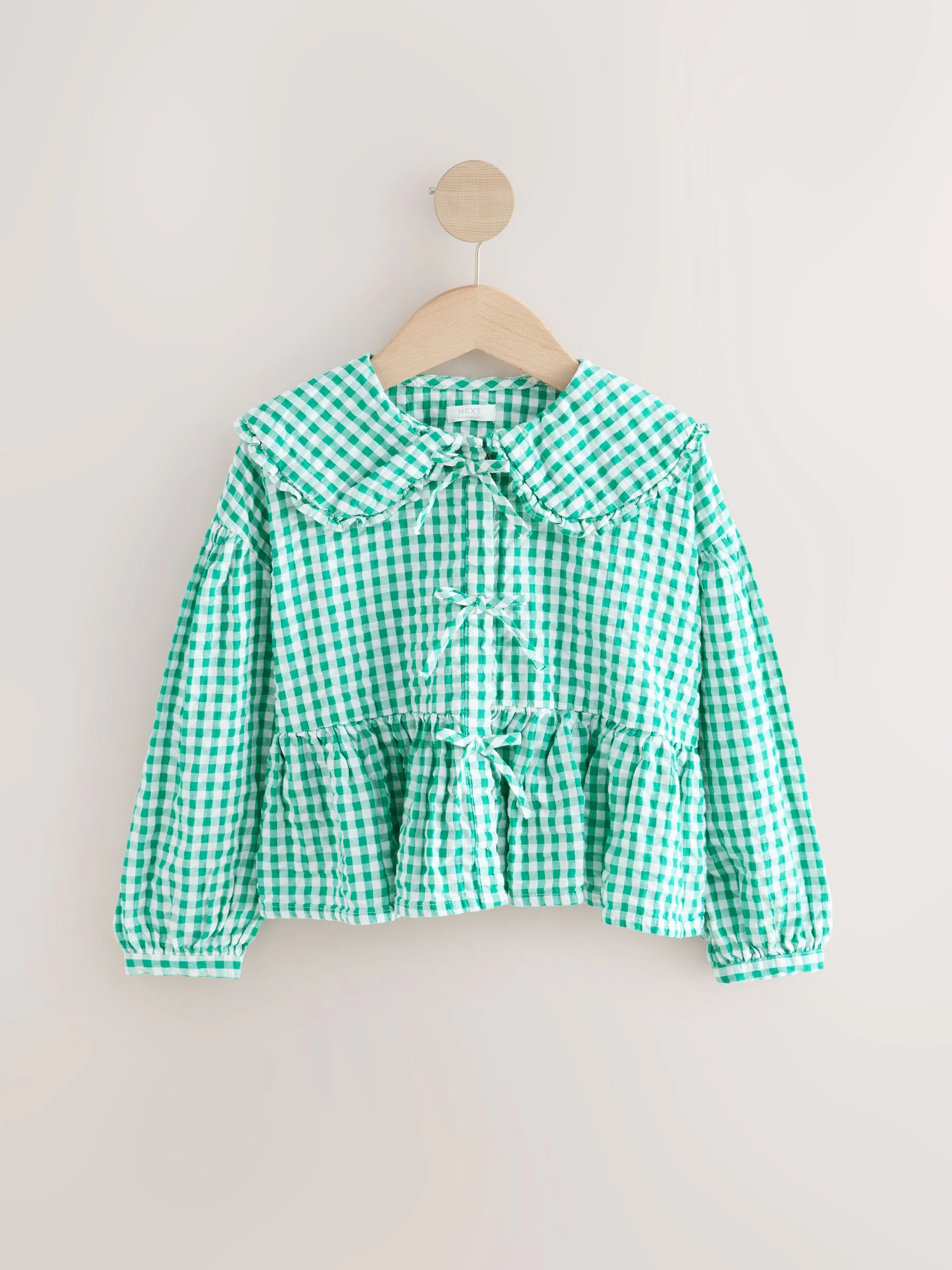 Groen - Gingham geruite blouse van 100% katoen (3 - 16 jr)