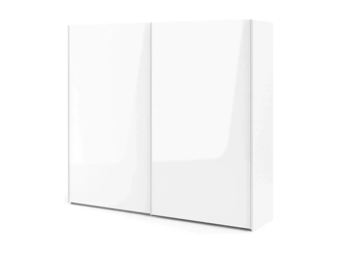 Garde-robe 2 portes Badesse, Meubles de chambre, Penderie de plain-pied, Placard à vêtements, 243x61 h220 cm, Blanc brillant