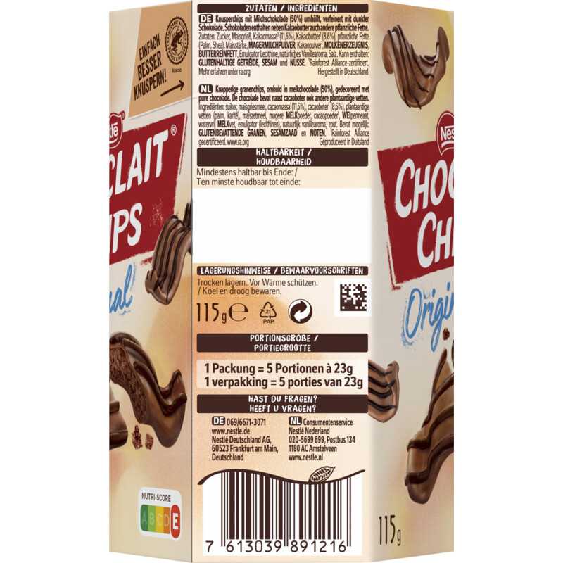 Nestlé Choclait chips melkchocolade