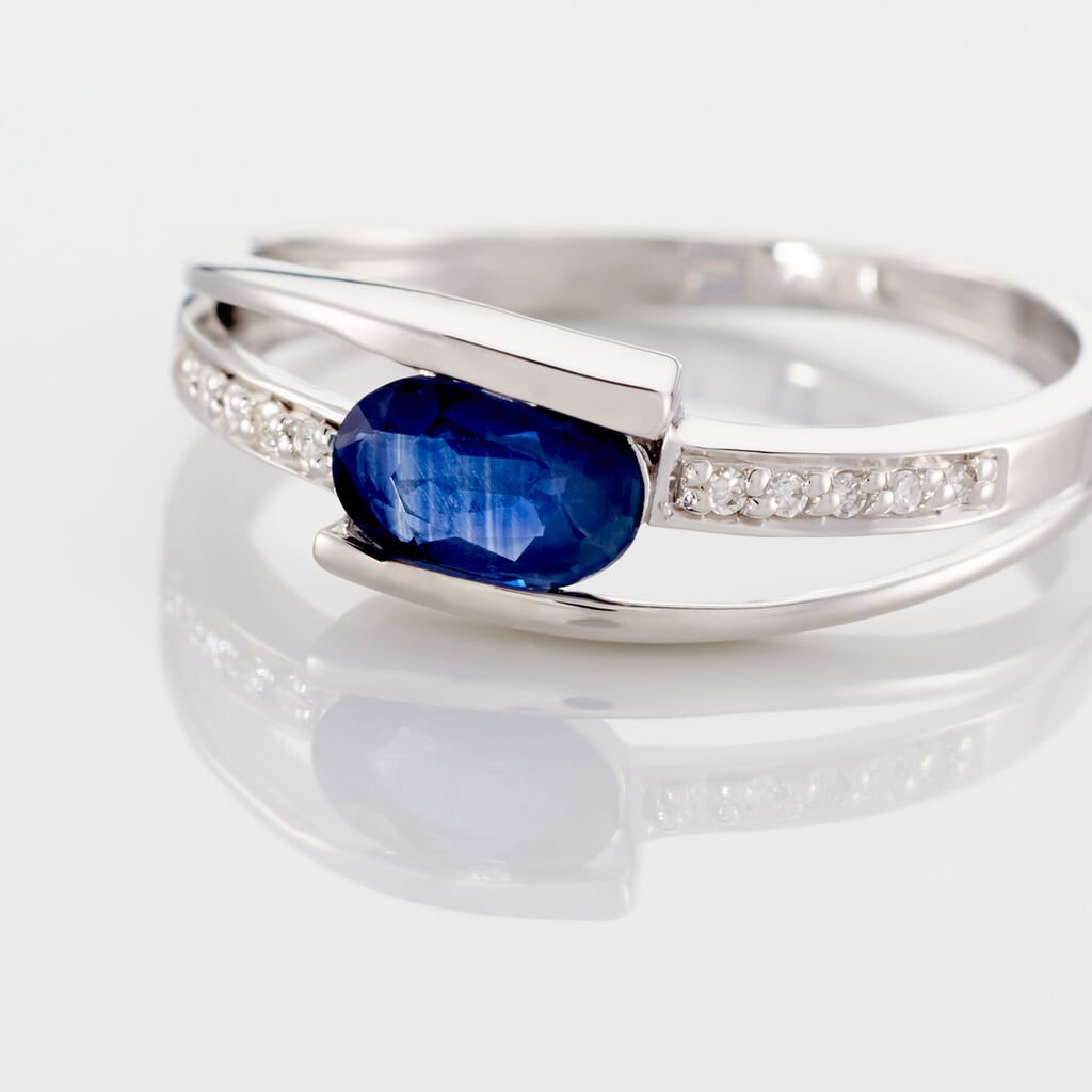 Bague Viyan Or Blanc Saphir Et Diamant