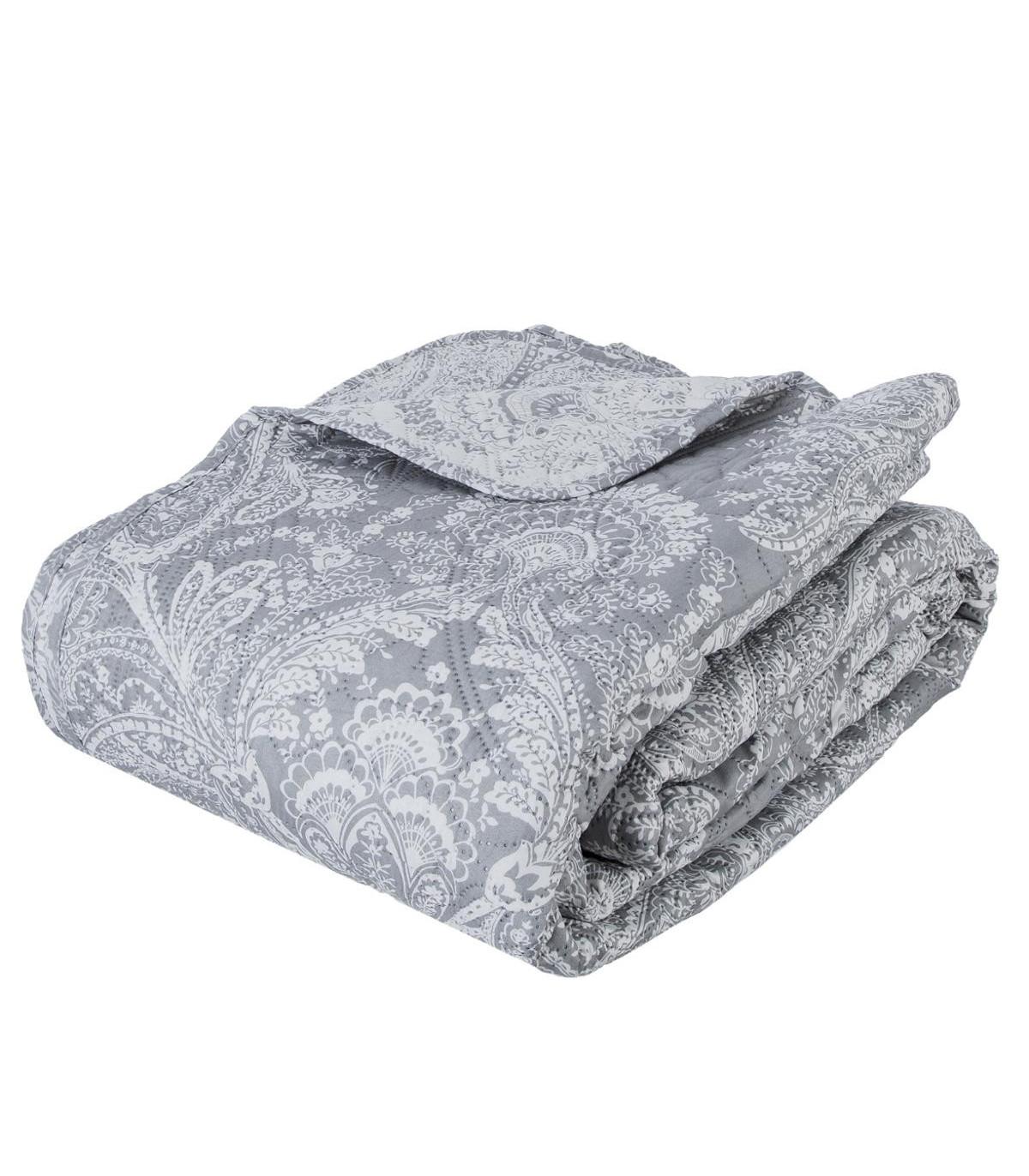 DESSUS DE LIT MARIE AVEC 2 TAIES GRIS CLAIR 240X260CM