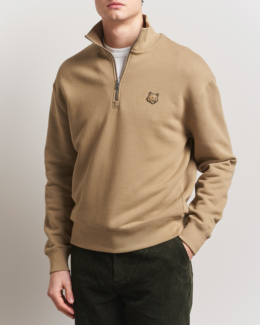 Maison Kitsuné Tonal Fox Head Half Zip Sweatshirt Cardamon