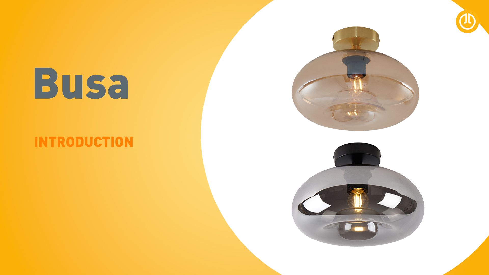 Art Deco plafondlamp messing met amber glas - Busa