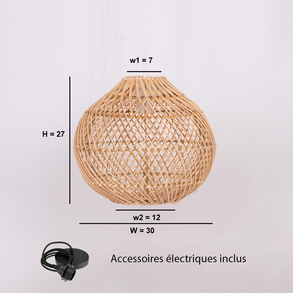 Abat-jour pour suspension - capucine - en rotin - marron - cezare - ø30cm