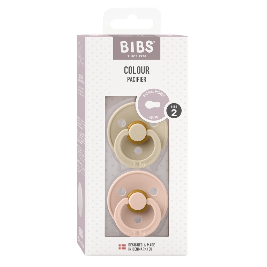 BIBS Pacifier Colour Latex Vanilla/Blush Size 2pcs
