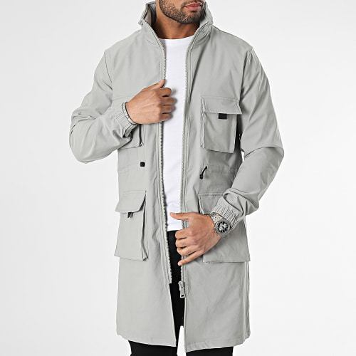 Veste Zippée Longue Gris