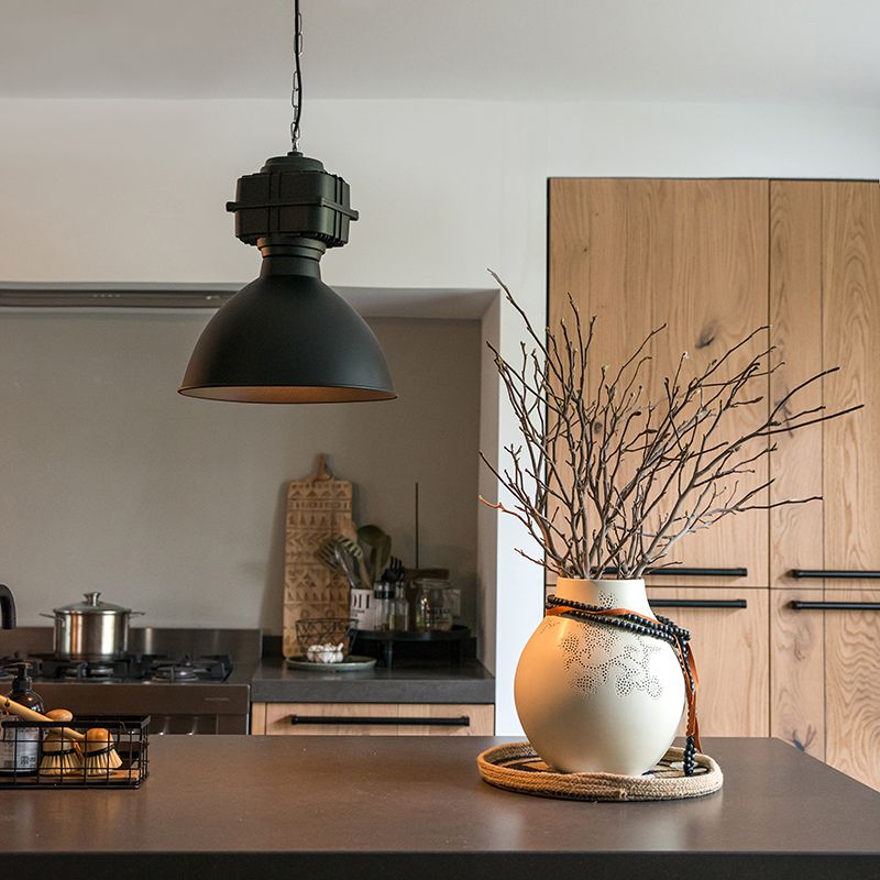 Smart industriële hanglamp zwart 38,5 cm incl. A60 WiFi - Sicko