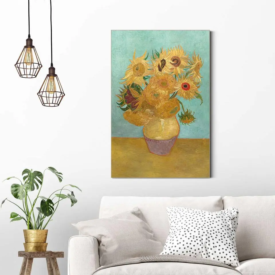 Schilderij Van Gogh - Zonnebloemen - 60x90cm - Geel