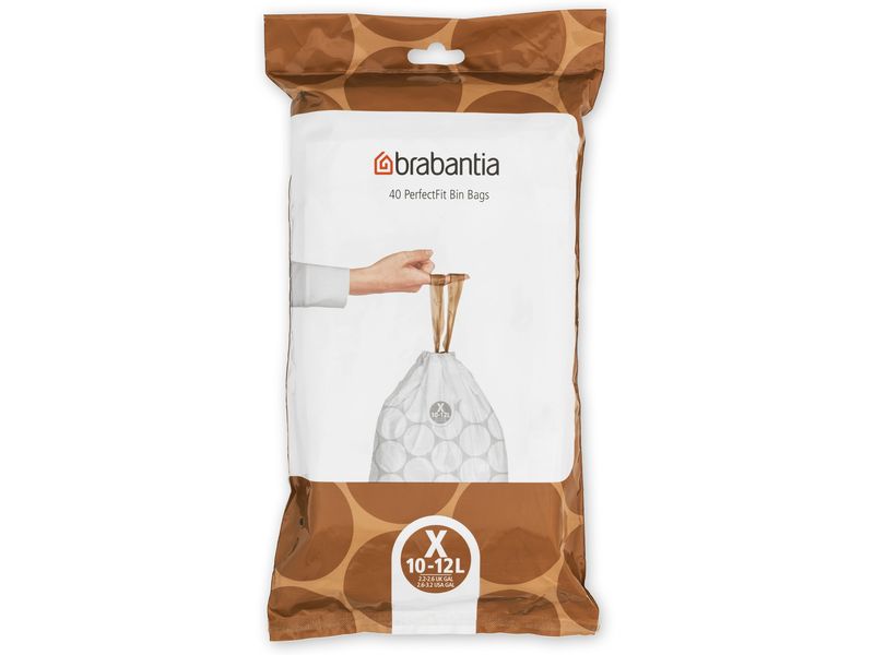 Brabantia Kehrichtsack PerfectFit X 10-12 l, 40 Stück Müllbeutel, Spenderpack
