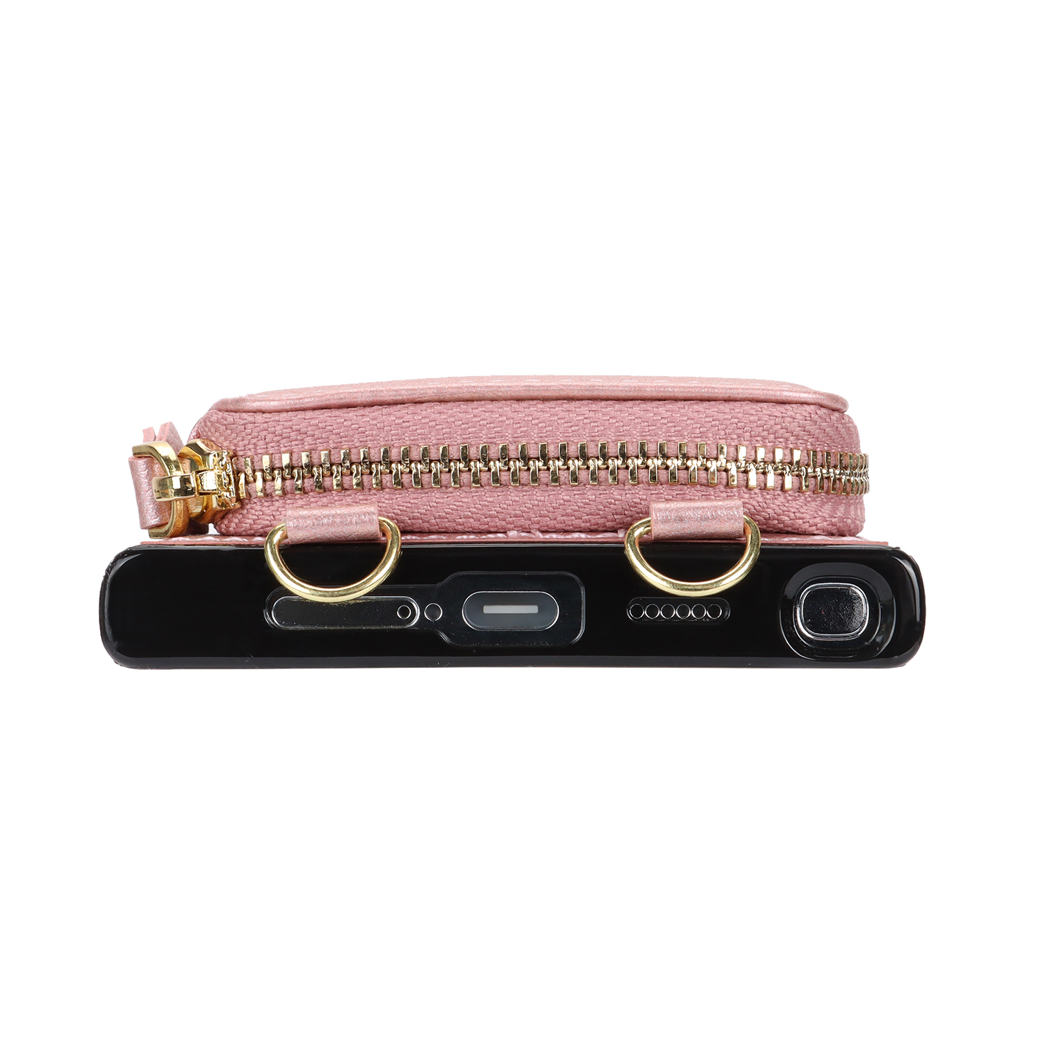 Samsung Galaxy S24 Ultra Necklace Leder Schutz Hülle mit Kartenfächer   Handykette (140cm) - Roségold