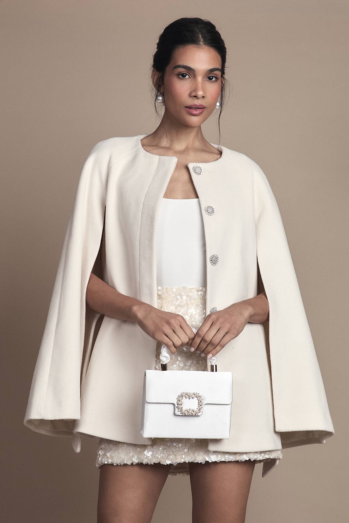 Coast Manteau Cape Court Blanc Ceinturé pour Occasions Spéciales