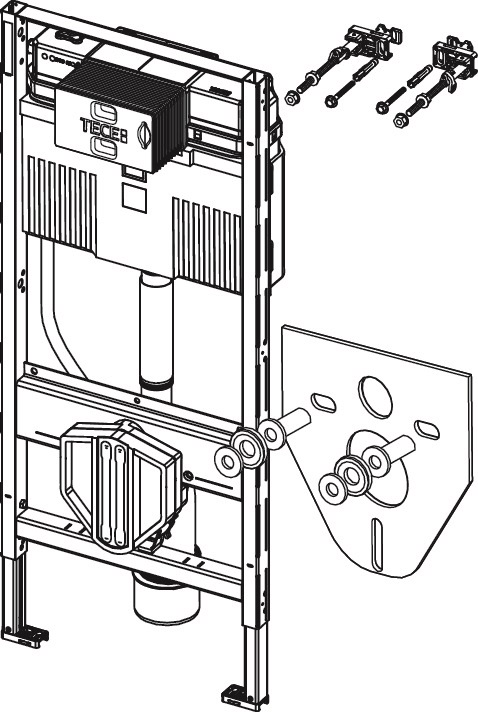 TECE Profil inbouwreservoir met Uni-spoelkast 112cm