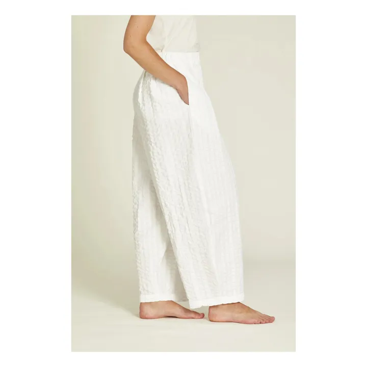 Black Crane Pantalon Large Seersucker | Blanc