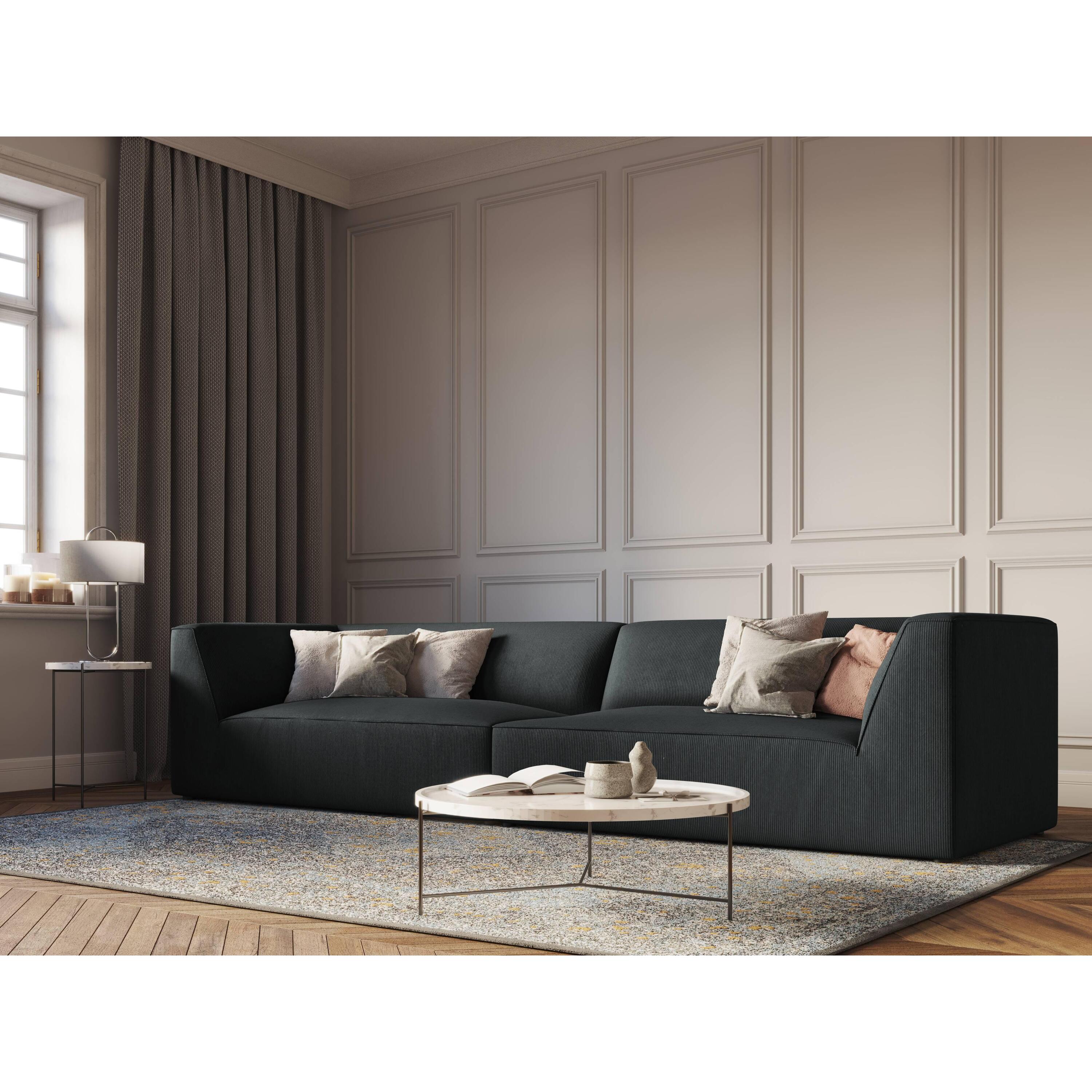 Windsor & Co Sao 4-zitsbank - Ribstof - Zwart