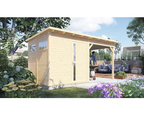Tuinhuis Bertilo Pentus 2 inclusief vloer en lessenaarsdak, 470 x 265 cm, natuurlijke afwerking