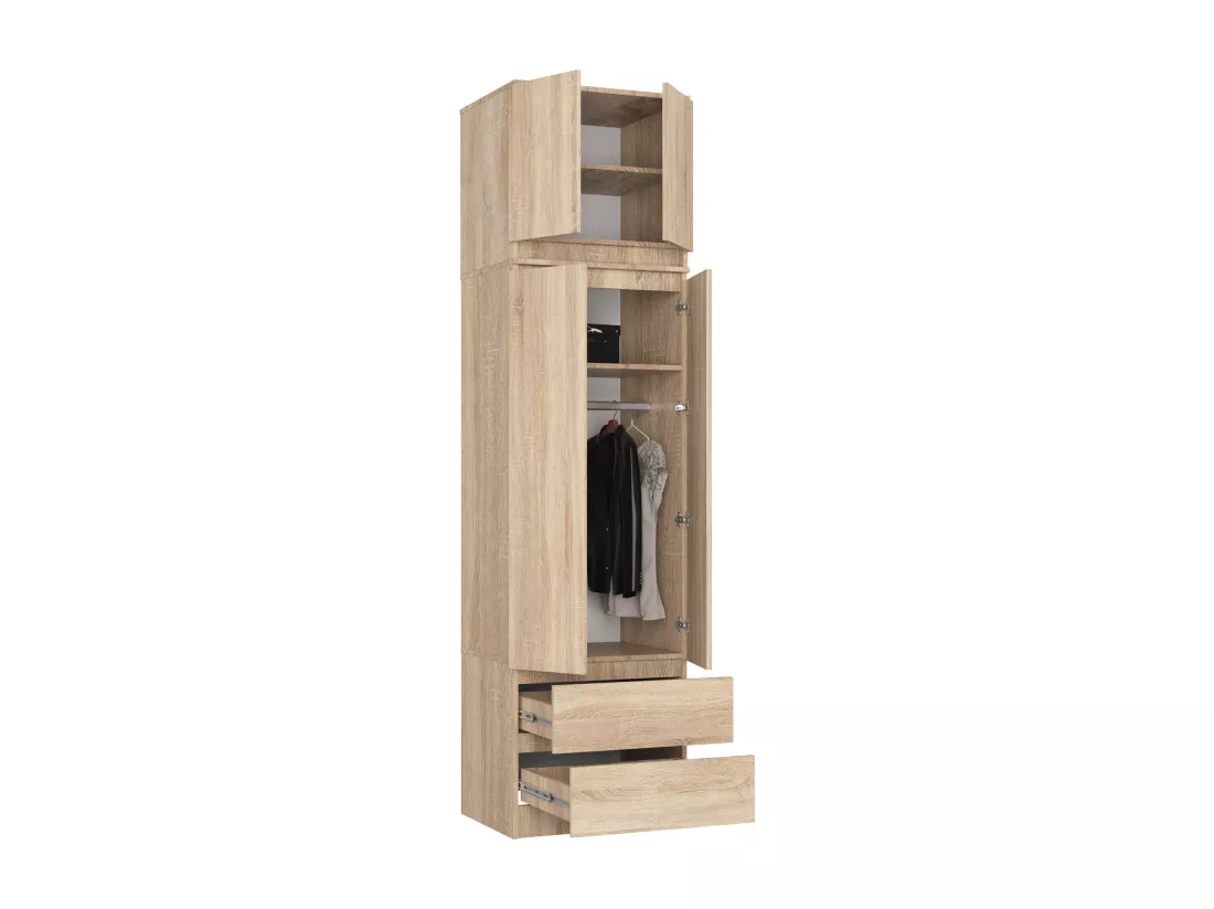 Armoire avec surmeuble AKORD S60 Chêne Sonoma 60 cm 2 portes 2 tiroirs façade Chêne Sonoma 3 étagères 60x51x234 cm