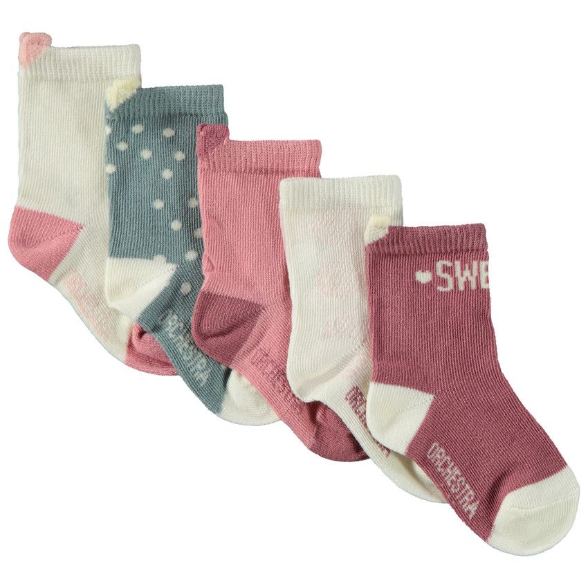 Lot de 5 paires de chaussettes fantaisie pour bébé fille - Multicolore