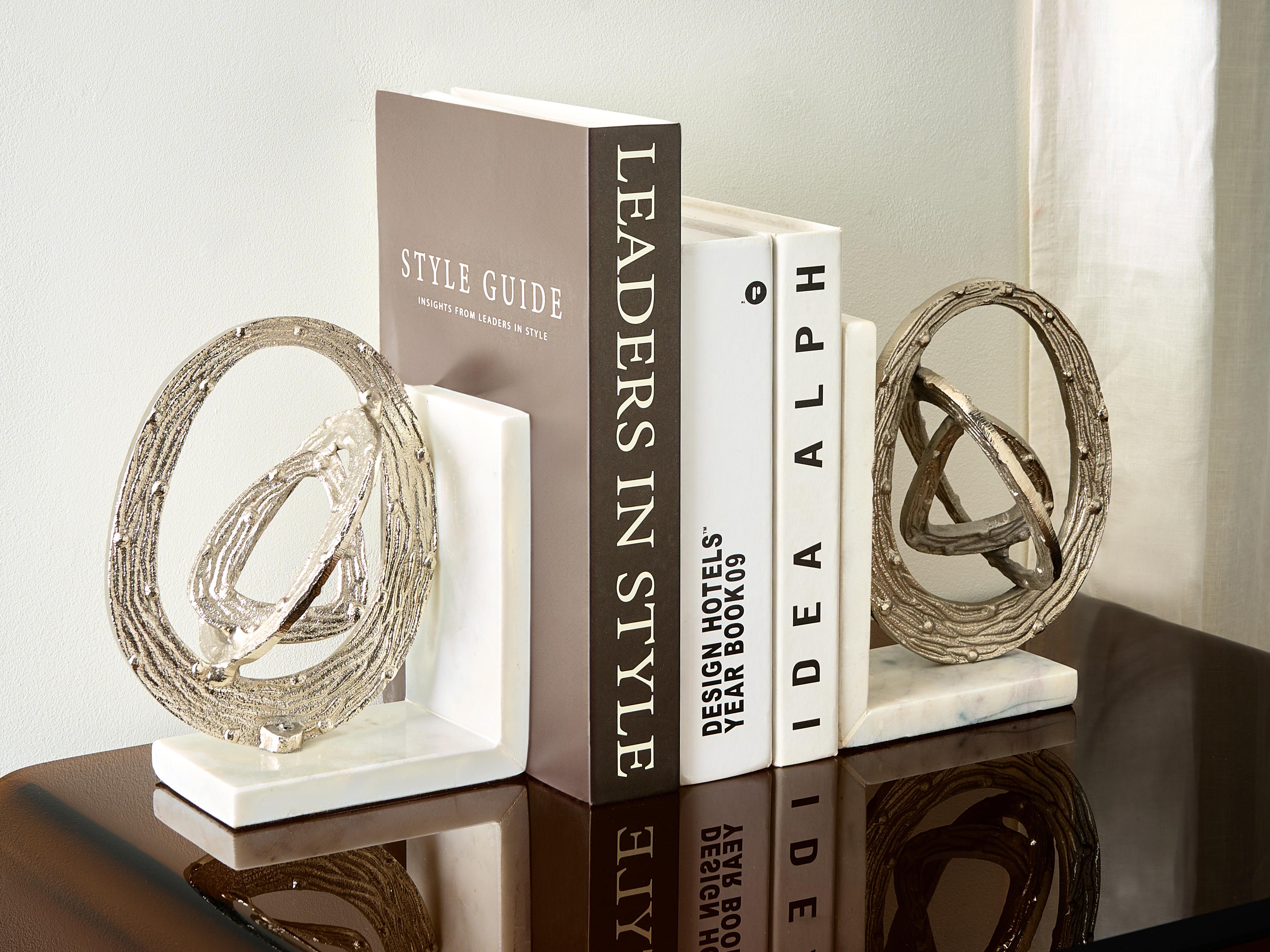 Set boekensteunen RABINA Marmer Zilver