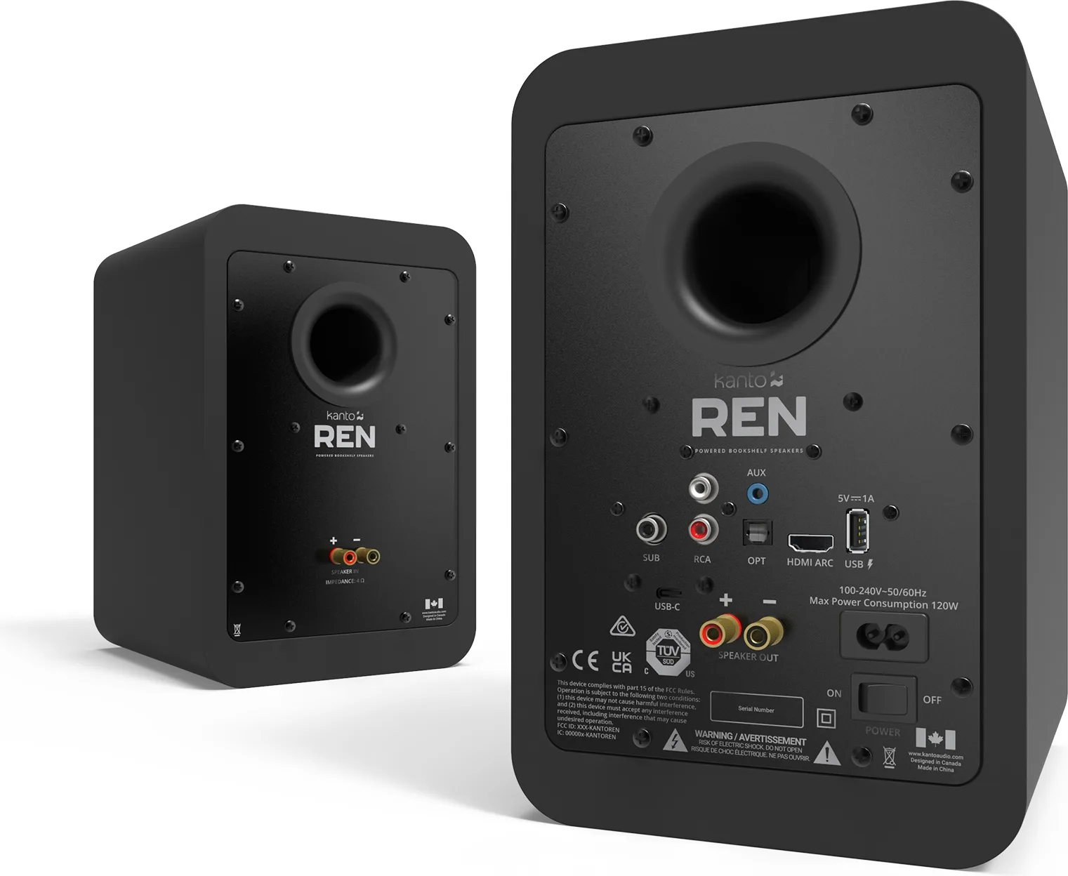 Kanto Ren Noir (la paire) Enceintes sans fil hi-fi