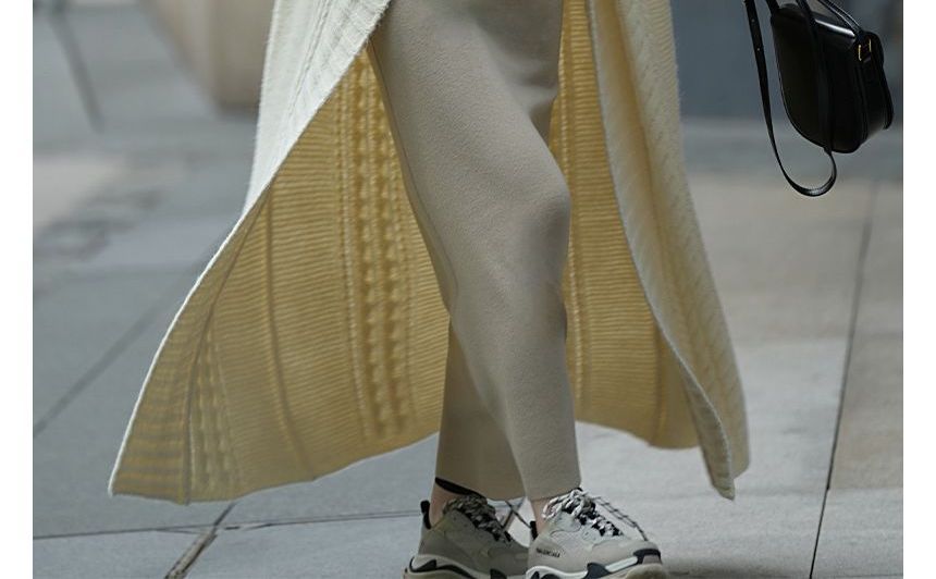 Sistyr - Kabelgebreide lange cardigan