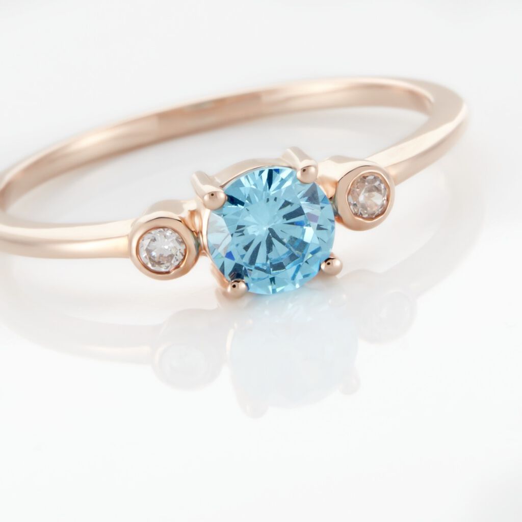 Bague Solitaire Shir Argent Rose Oxyde De Zirconium