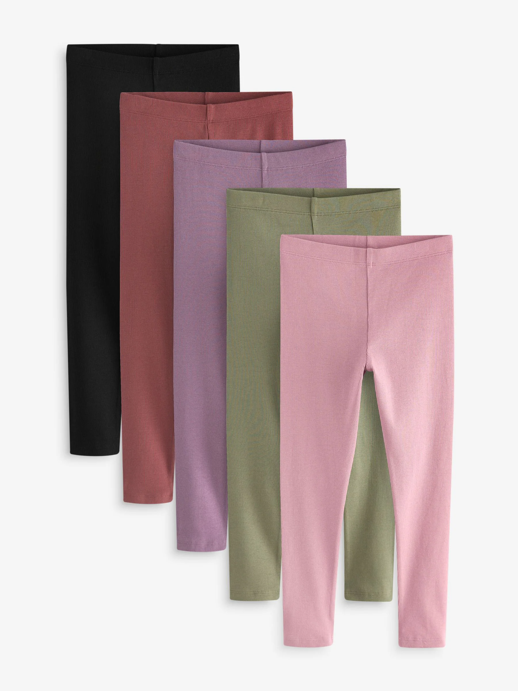 Multi - Verpakking van 5 geribbelde leggings (3-16jaar)