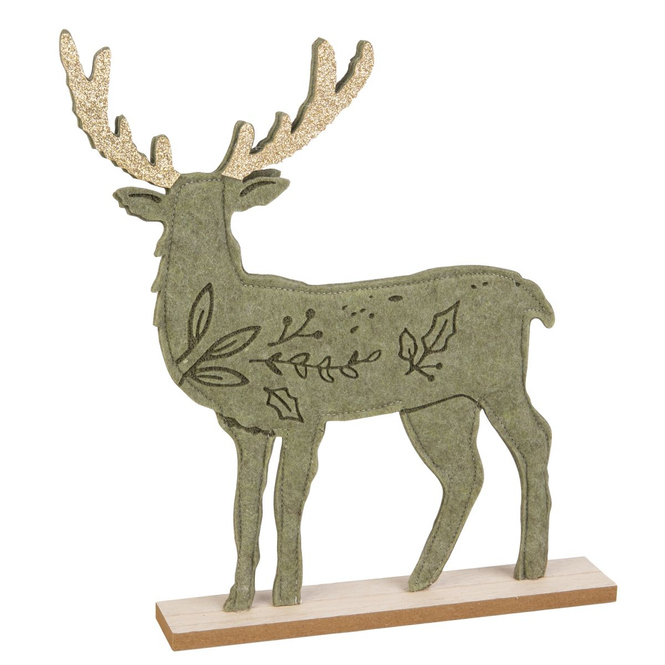 Standdeko Hirsch - Filz und Holz - ca. 28 x 4 x 29 cm - 1 Stück