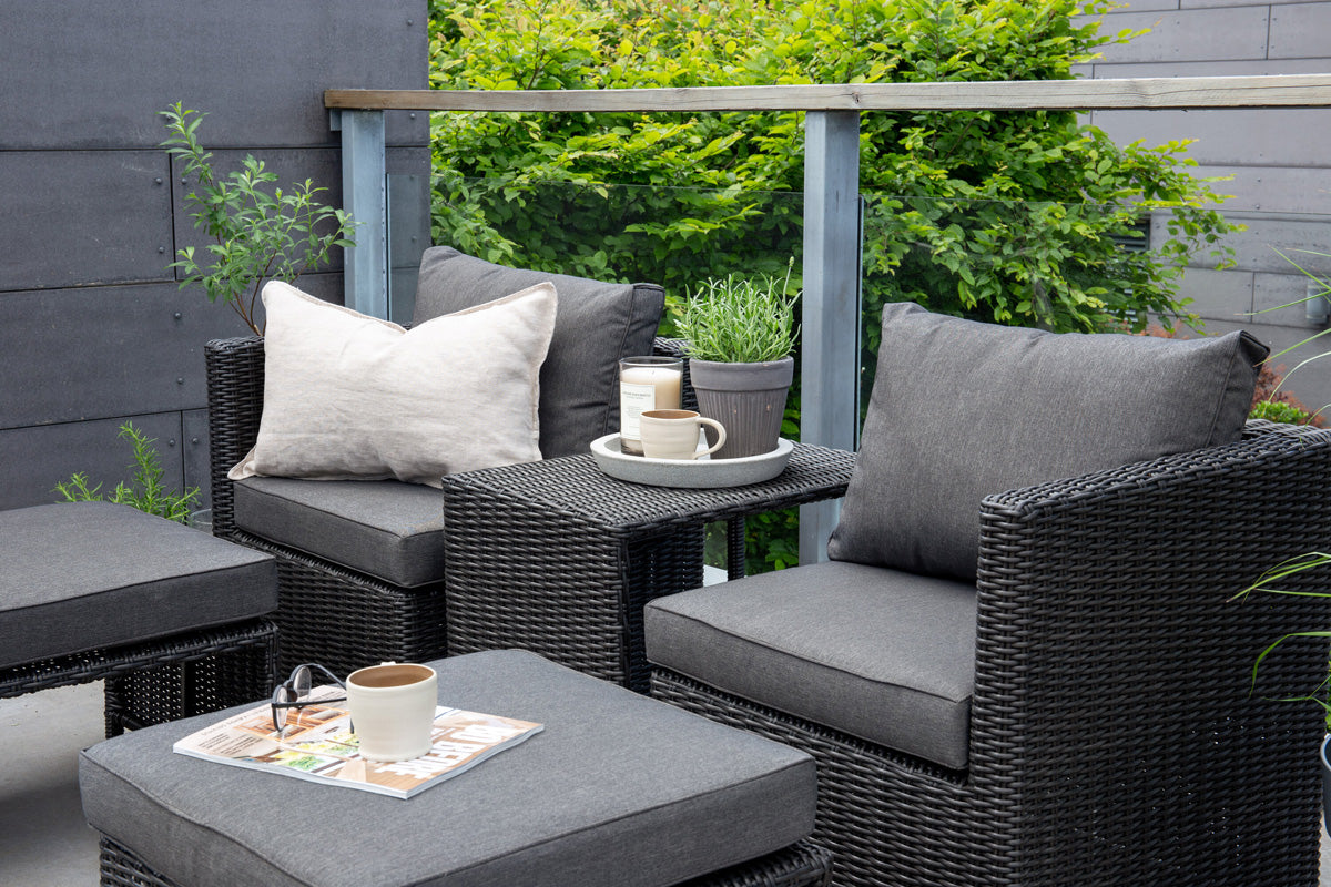 FjÃ´rd - Loungeset Zwart - Wicker - Quad