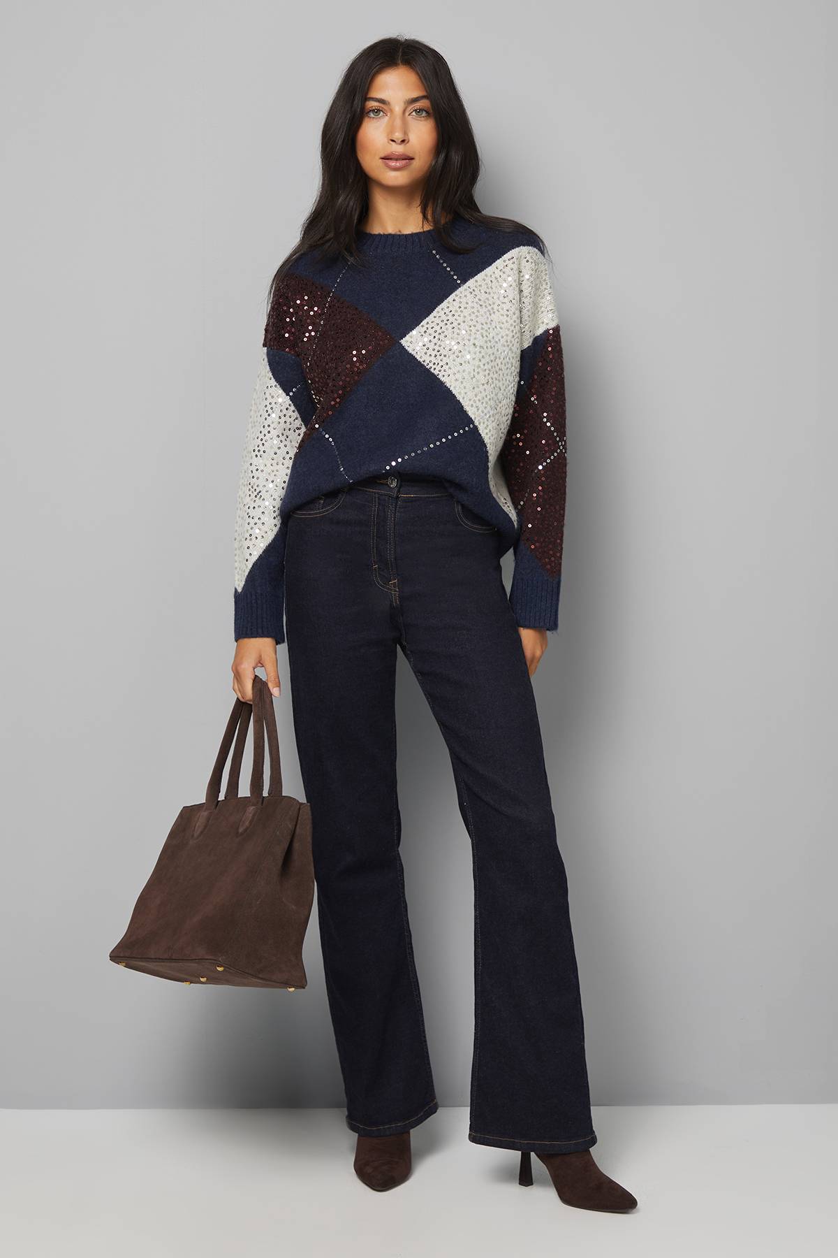 Wallis synthétiquell Argyle Oversize Marine