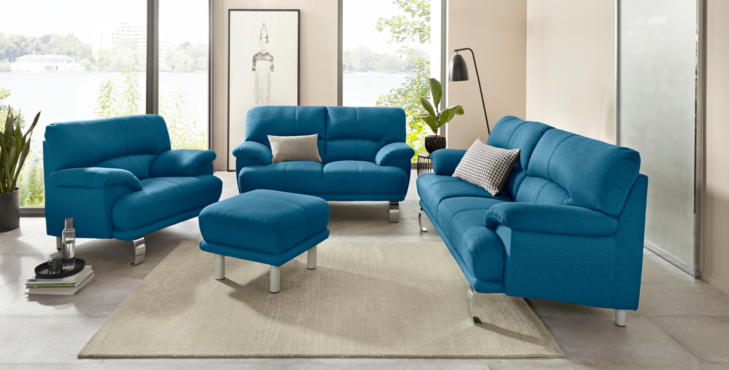 TRENDMANUFAKTUR Hocker »Cecilia II, modern und elegant, B/T 66/66cm«