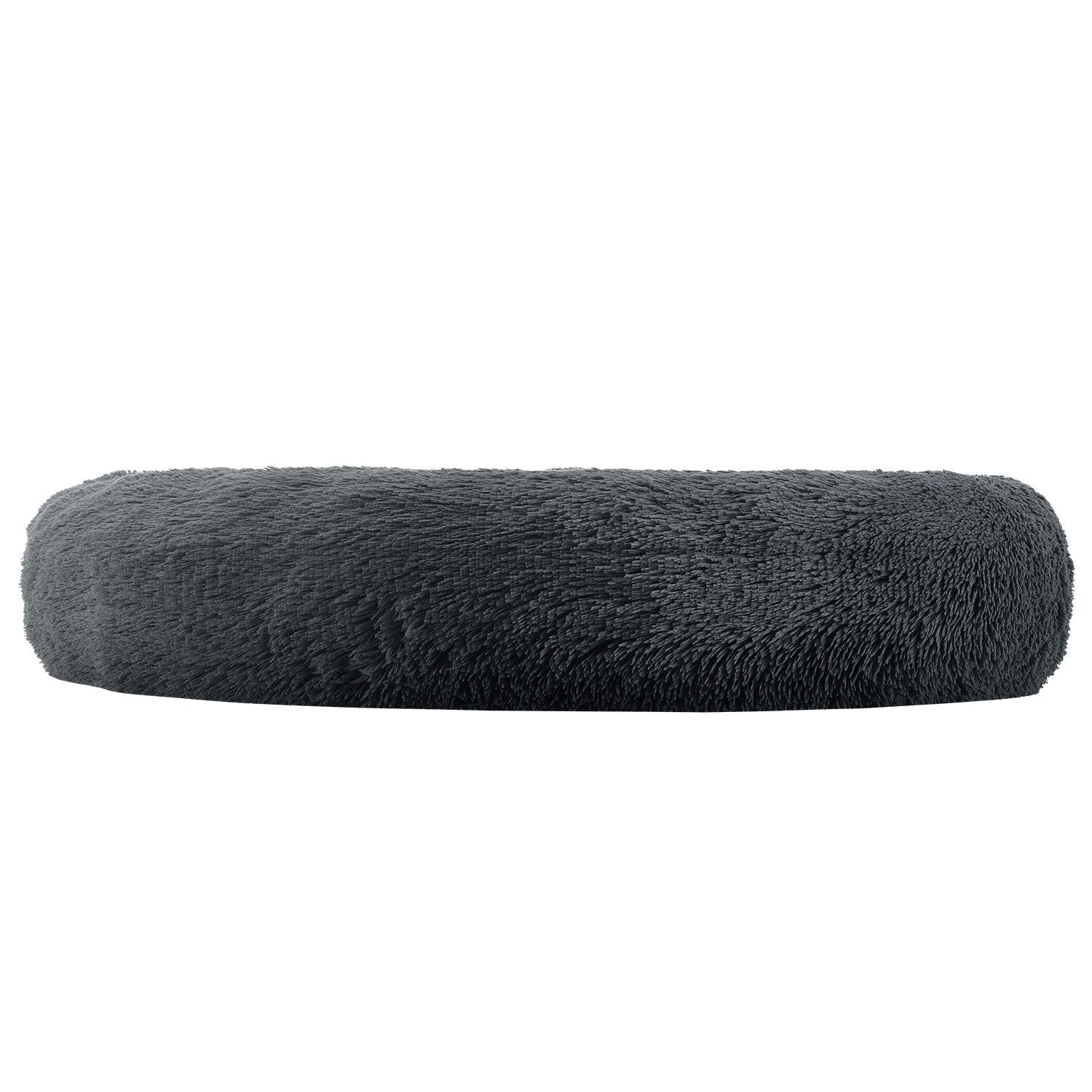 Juskys Haustierbett Monty XXL 100 cm rund – Hundebett Donut-Form flauschig & waschbar Dunkelgrau