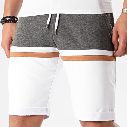 Short Jogging Tricolore 1058 Anthracite Blanc Camel