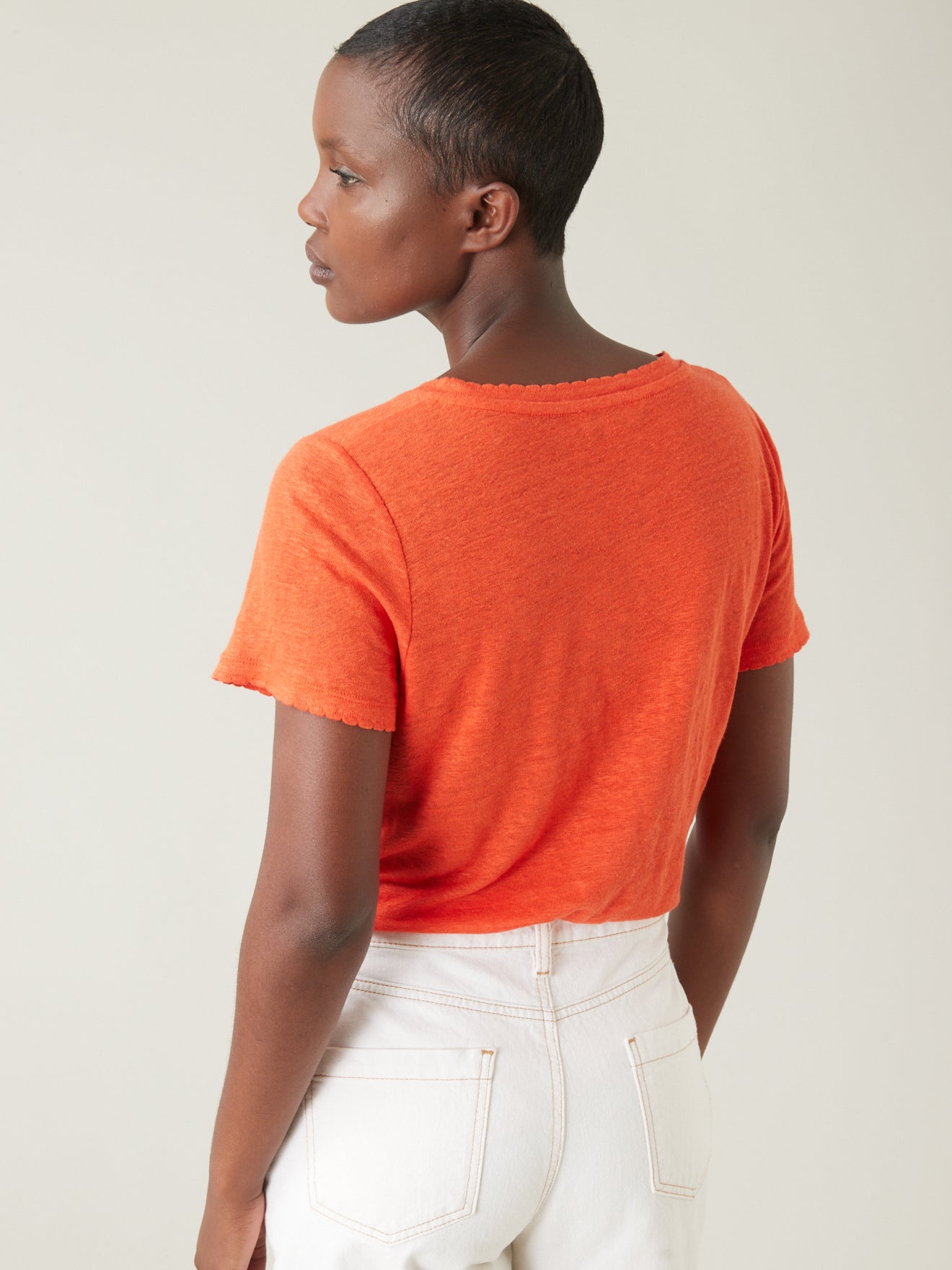 T-shirt lin col V femme