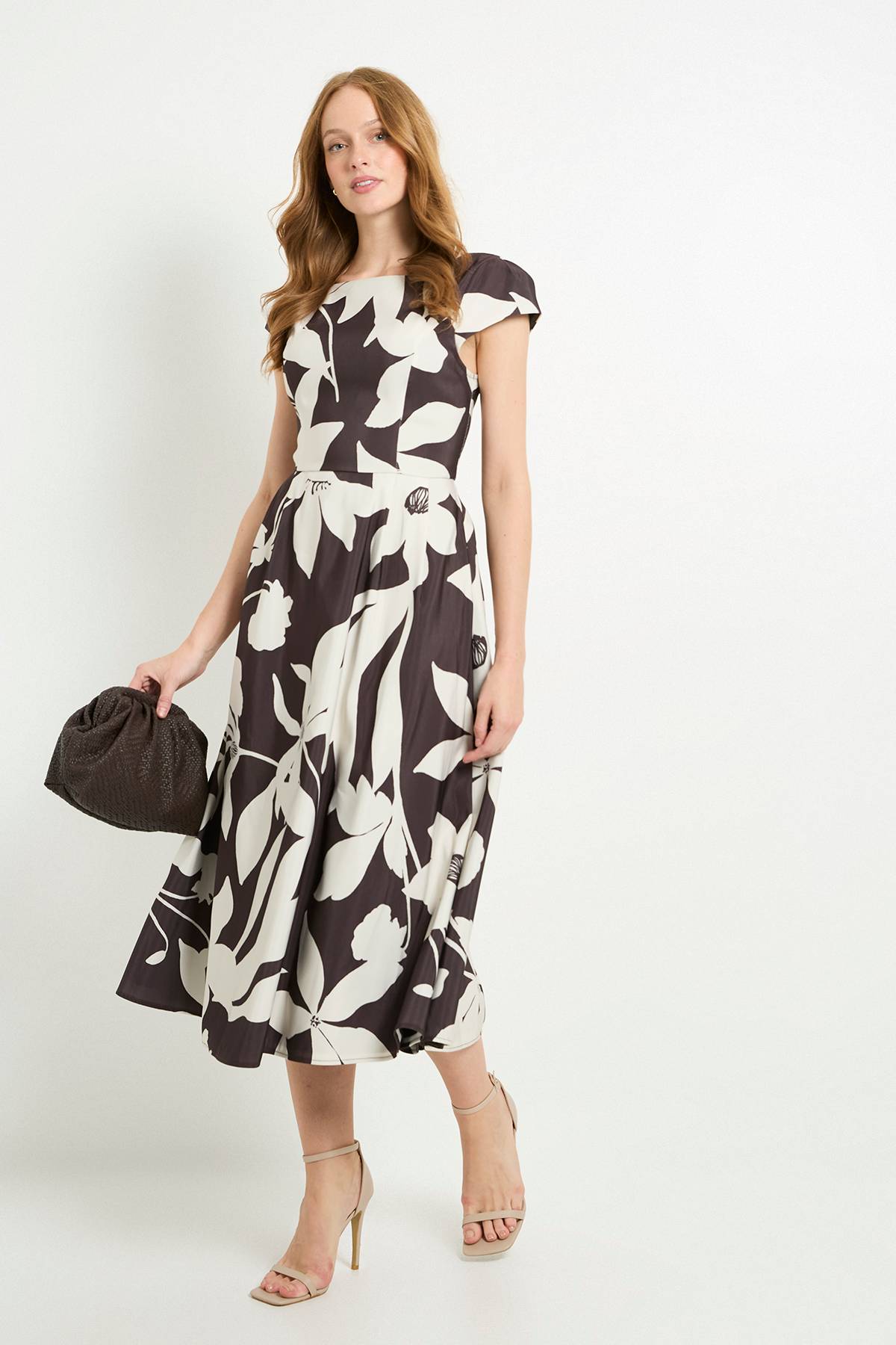 Wallis Robe Midi Évasée À Motif Floral En Ottoman