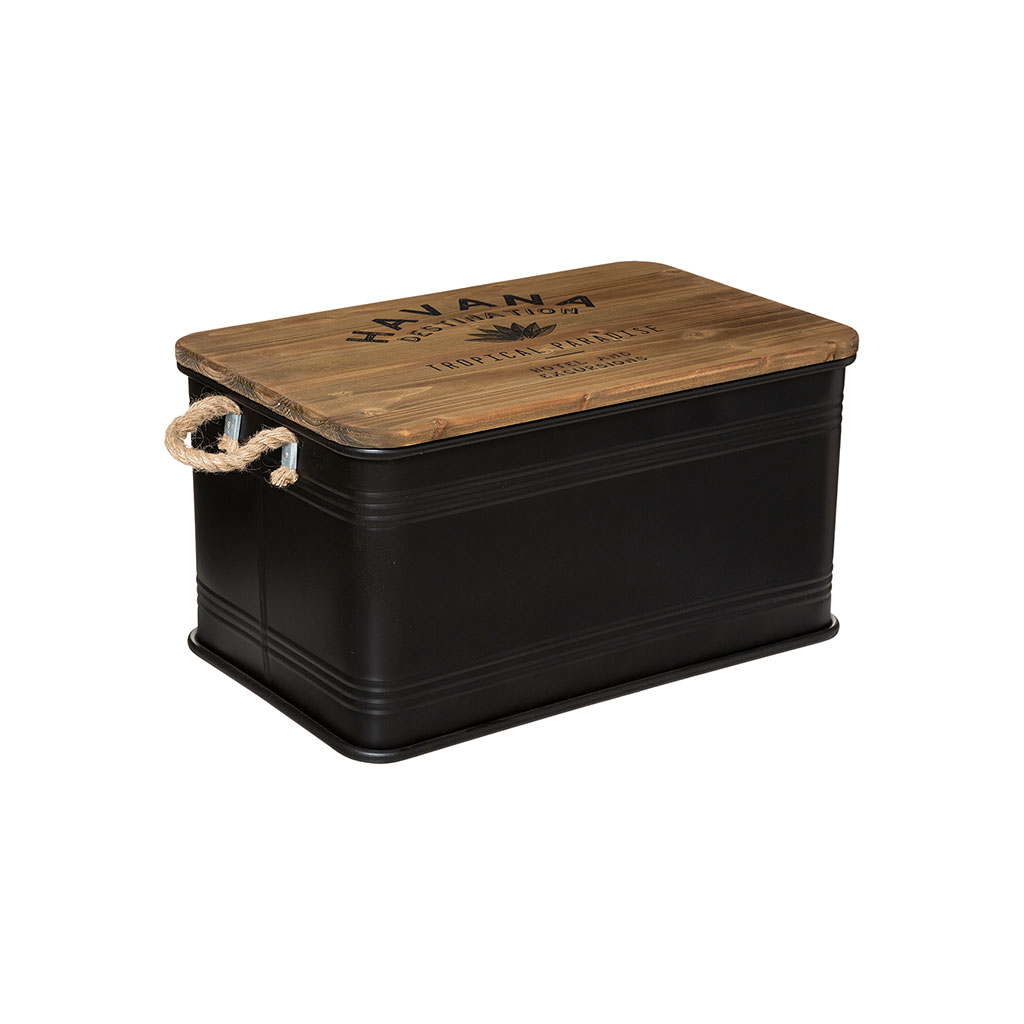 Malle de rangement CUBA métal noire 54.3x29.1x34cm