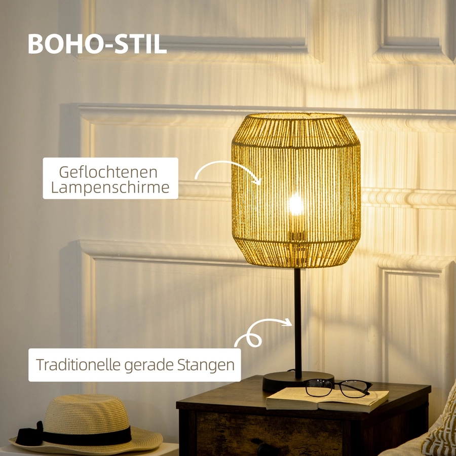 HOMCOM Stehlampen-Set mit E27 Fassung schwarz, beige