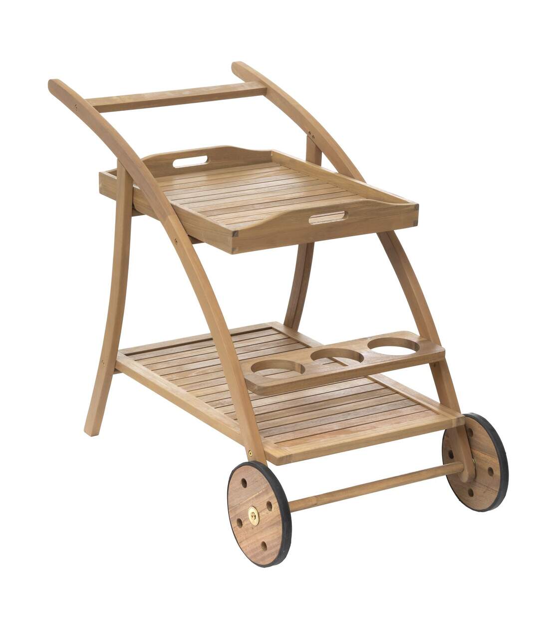 Desserte de jardin en bois à roulettes Tiwi - L. 105 x H. 78 cm - Beige