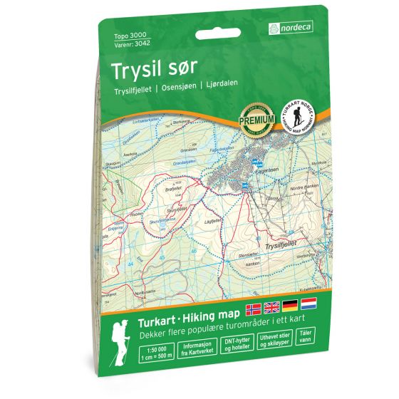 Turkart, Trysil Sør Topo 3000<br>Dekker populære turområder med uthevet turinformasjon!