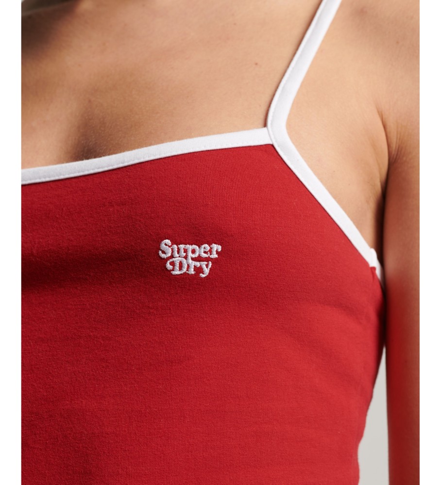 Vestido de malha vermelho vintage com alças finas da Superdry