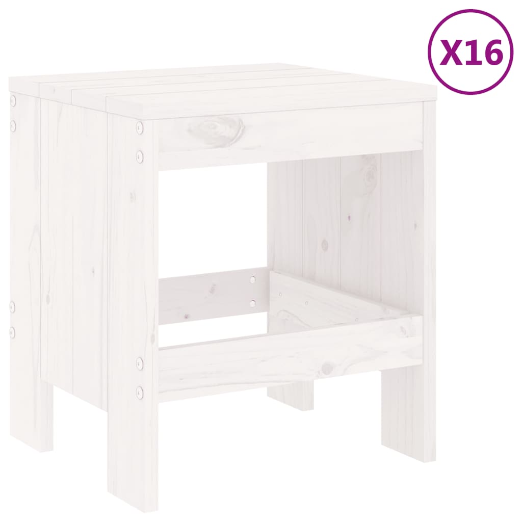 Ensemble à dîner de jardin 17 pcs blanc bois massif de pin