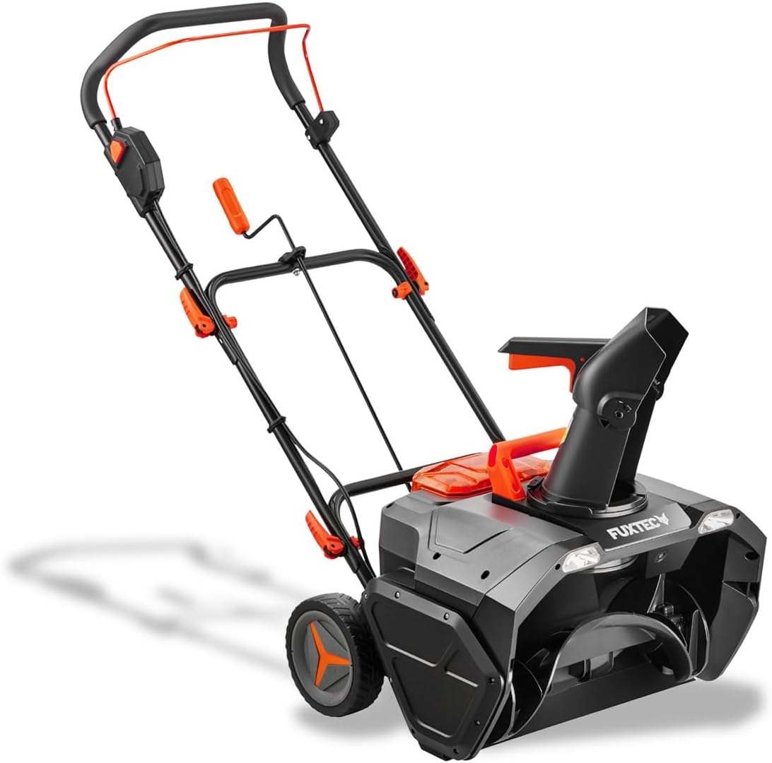 FUXTEC 40V Akku Schneefräse FX-E2SFSET, kabelloser Schneeräumer inkl. Akku + Ladegerät, 51 cm Arbeitsbreite, 6 m Wurfweite, Li-Ion Akku, LED-Frontlichter, leicht und wendig